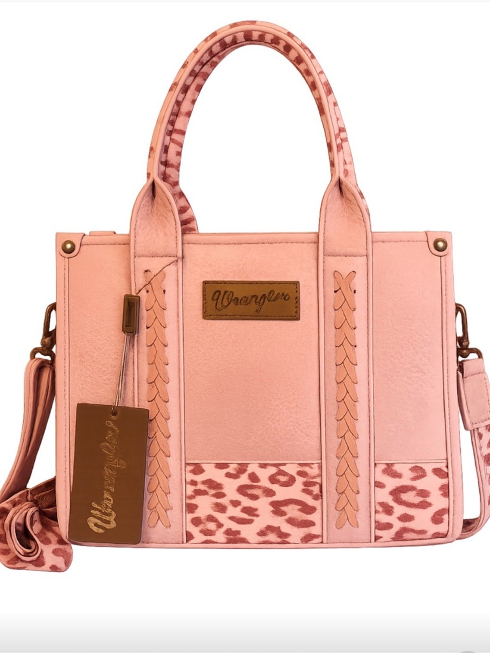 Wrangler Pink Leopard Accent Satchel